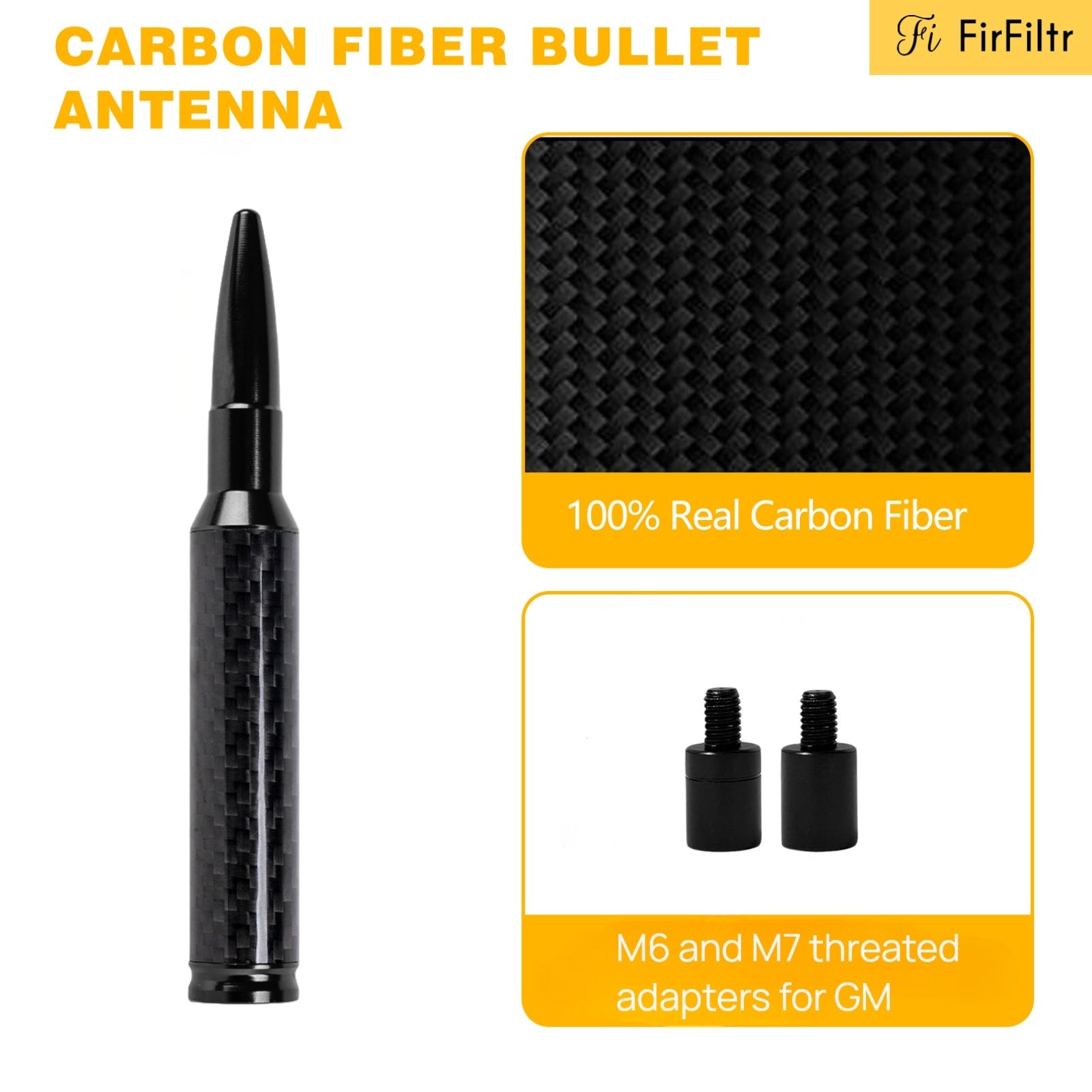 Carbon Fiber Truck Antenna for Chevy Silverado 1500 2500 3500 & GMC Sierra 1999-2025,Chevy Silverado Antenna Truck Accessories,Short Car Video Antennas