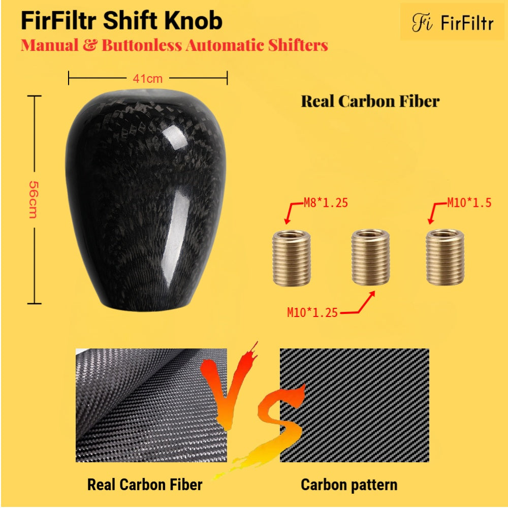 Carbon Fiber Shift Knob,Universal JDM Racing Type Oval Ball Stick Shifter Knobs for Most Car with 3 Adapters,for Infiniti Lexus Mazda Mitsubishi Nissan Toyota Subaru