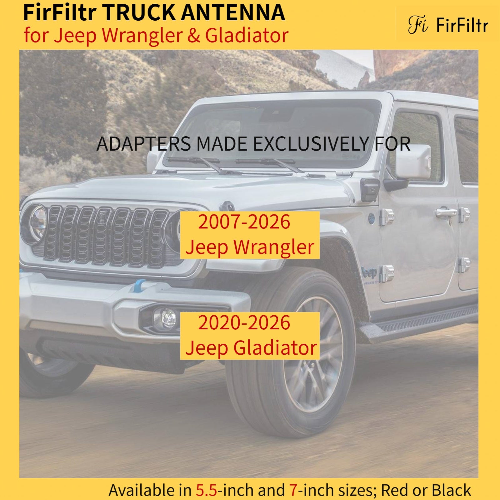 5.5IN Carbon Fiber 50 Cal Bullet Short Antenna for Jeep Wrangler All Models 2007-2026 & Jeep Gladiator 2020-2026,Truck Antenna for Jeep Wrangler Gladiator Accessories