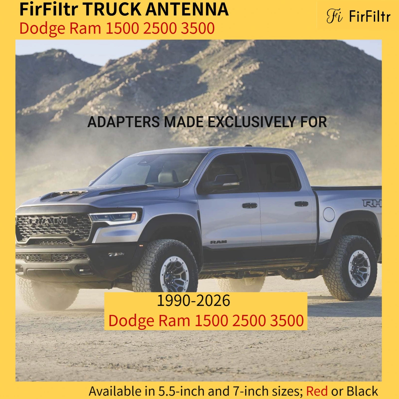 5.5IN Carbon Fiber 50 Cal Bullet Short Antenna for Dodge Ram 1500 2500 3500 1990-2026,Truck Antenna for Ram 1500 Accessories