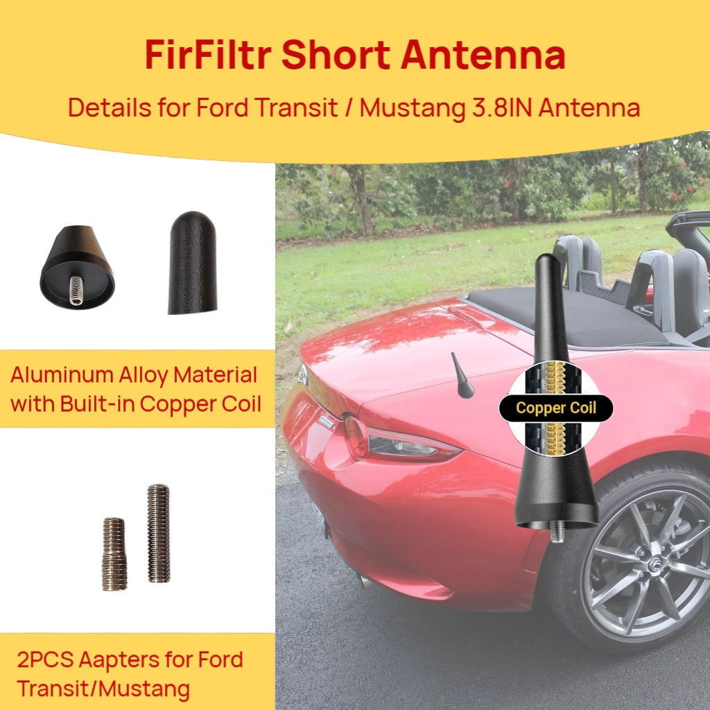 3.8 Inch Short Antenna for Ford Transit 2013-2026 Mustang 2010-2014,Ford Transit 150 250 Accessories,Short Car Video Antennas