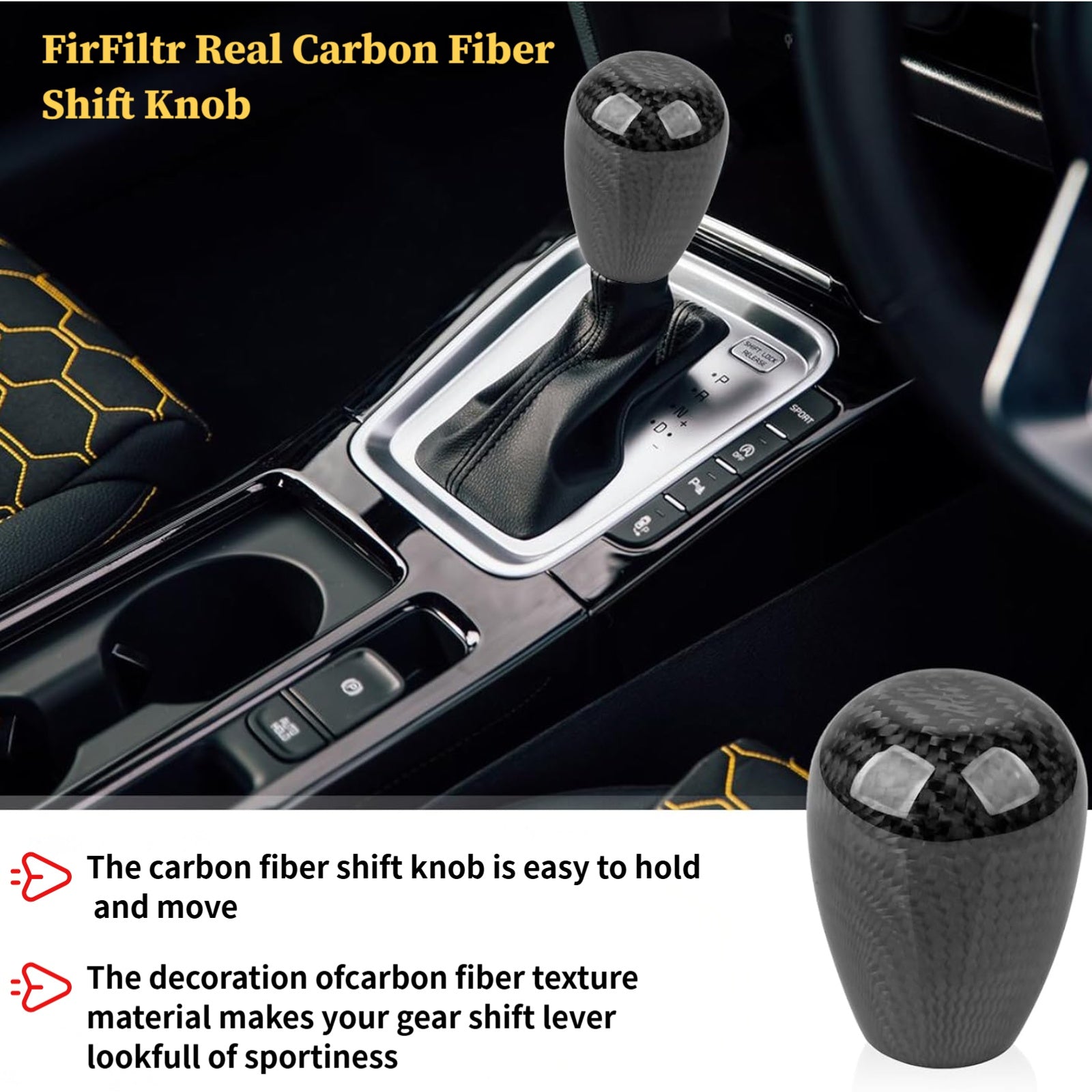 Carbon Fiber Shift Knob,JDM Racing Type 6 Speed 6MT Oval Ball Stick Gear Shift Knob,Such as Honda Civic Accord S2000 Acura Integra,Universal