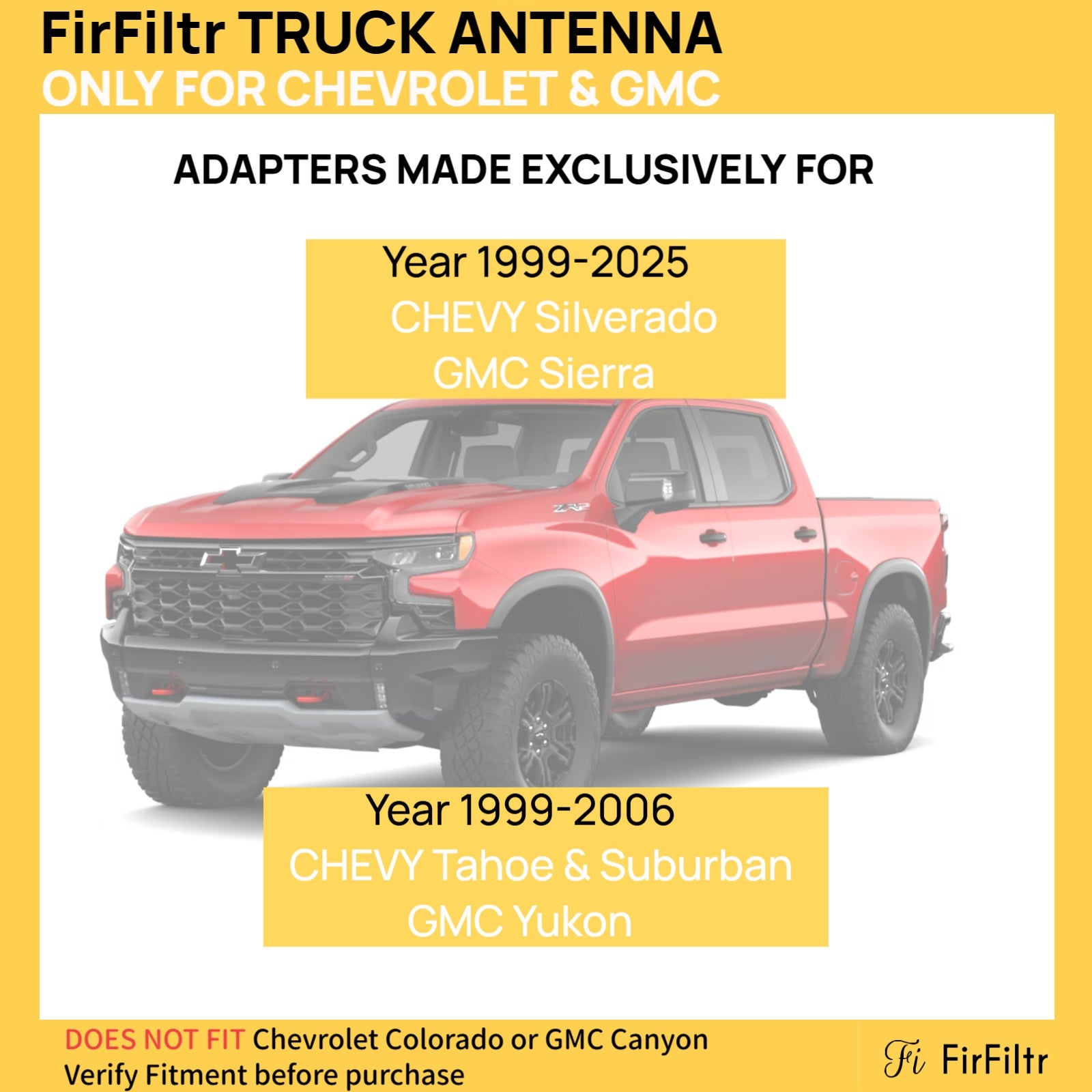 Carbon Fiber Truck Antenna for Chevy Silverado 1500 2500 3500 & GMC Sierra 1999-2025,Chevy Silverado Antenna Truck Accessories,Short Car Video Antennas