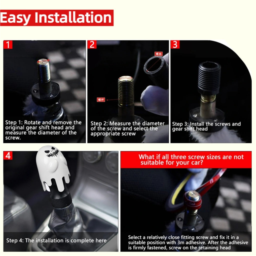 FirFiltr Universal Demon Gear Shift Knob with 3 Threaded Adapters M8 M10 M12,Fits for Most Vehicles