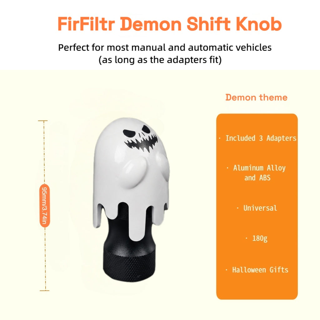 FirFiltr Universal Demon Gear Shift Knob with 3 Threaded Adapters M8 M10 M12,Fits for Most Vehicles