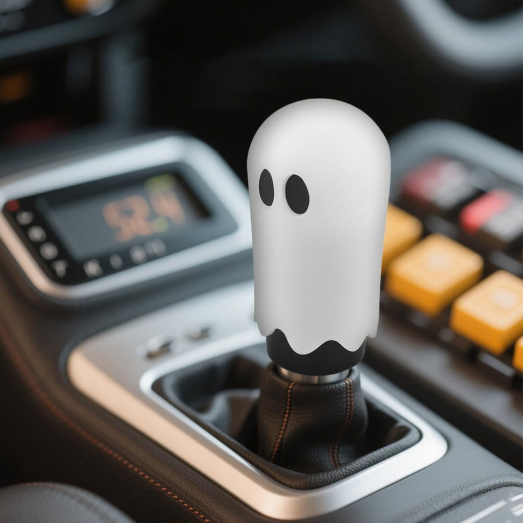 Universal Ghost Gear Shift Knob with 3 Threaded Adapters M8 M10 M12,Fits for Most Vehicles,Spooky Car Accessories Funny Gear Shifter Handle On Halloween