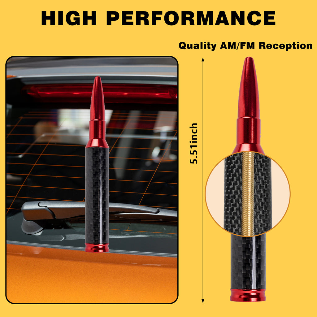 5.5IN Carbon Fiber 50 Cal Bullet Short Antenna for Ford F150 2009-2026,2017-2026 F250 F350 Super Duty,Bronco 2021-2026,Truck Antenna for F150 Accessories