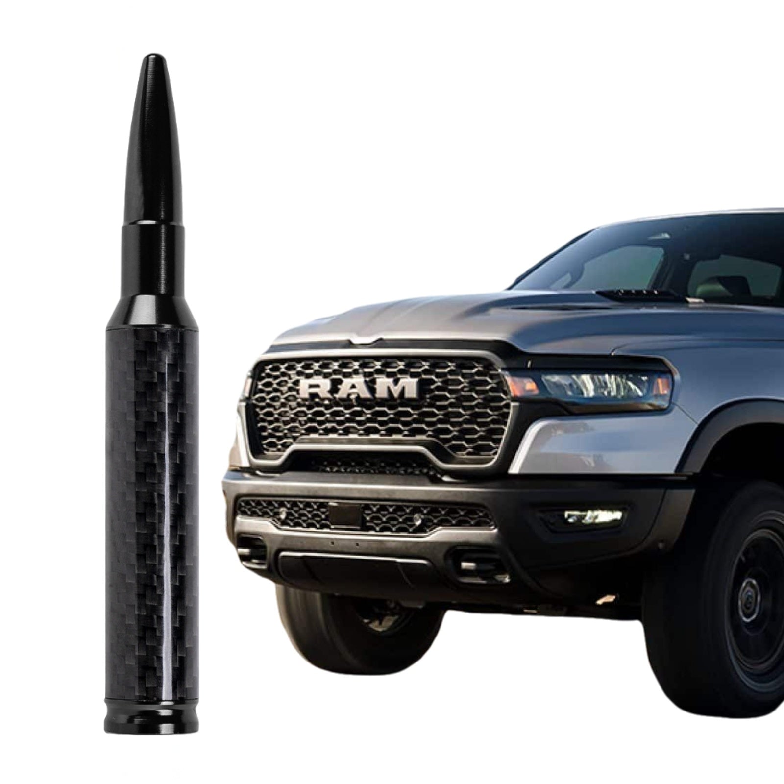 5.5IN Carbon Fiber 50 Cal Bullet Short Antenna for Dodge Ram 1500 2500 3500 1990-2026,Truck Antenna for Ram 1500 Accessories