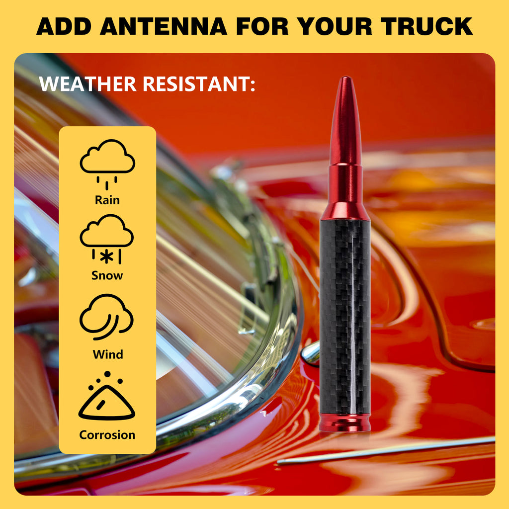 5.5IN Carbon Fiber 50 Cal Bullet Short Antenna for Dodge Ram 1500 2500 3500 1990-2026,Truck Antenna for Ram 1500 Accessories
