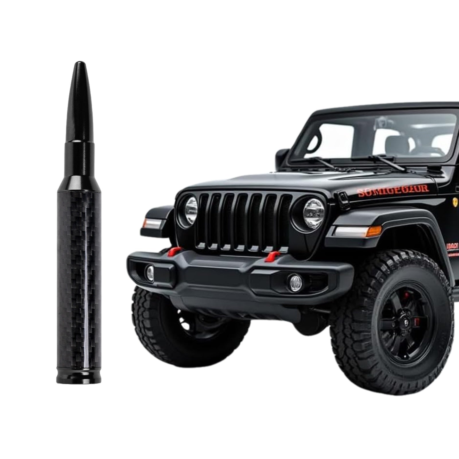 5.5IN Carbon Fiber 50 Cal Bullet Short Antenna for Jeep Wrangler All Models 2007-2026 & Jeep Gladiator 2020-2026,Truck Antenna for Jeep Wrangler Gladiator Accessories