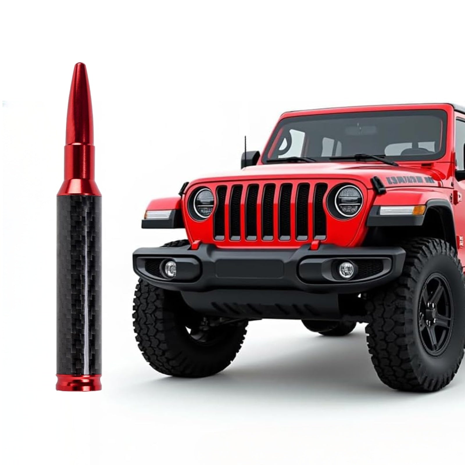 5.5IN Carbon Fiber 50 Cal Bullet Short Antenna for Jeep Wrangler All Models 2007-2026 & Jeep Gladiator 2020-2026,Truck Antenna for Jeep Wrangler Gladiator Accessories