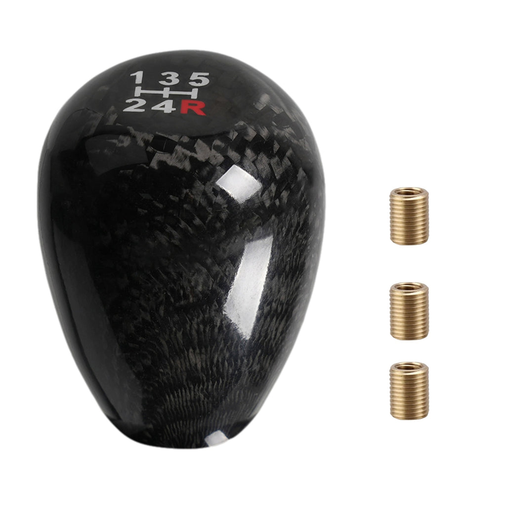 Carbon Fiber Shift Knob,JDM Racing Type 5 Speed 5MT Oval Ball Stick Gear Shift Knob,for Honda Acura,with 3 Adapters Universal for Car Truck SUV
