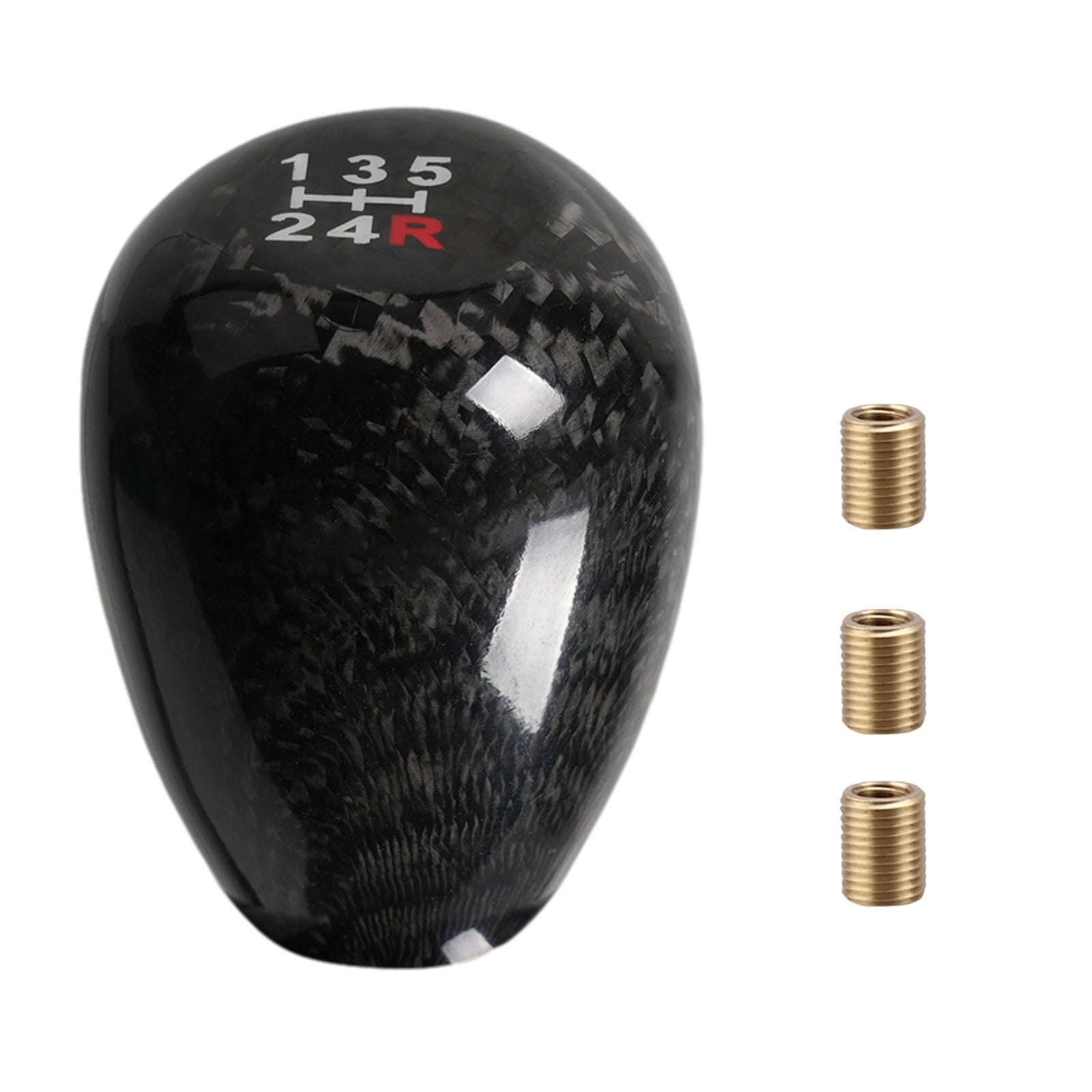 Carbon Fiber Shift Knob,JDM Racing Type 5 Speed 5MT Oval Ball Stick Gear Shift Knob,for Honda Acura,with 3 Adapters Universal for Car Truck SUV