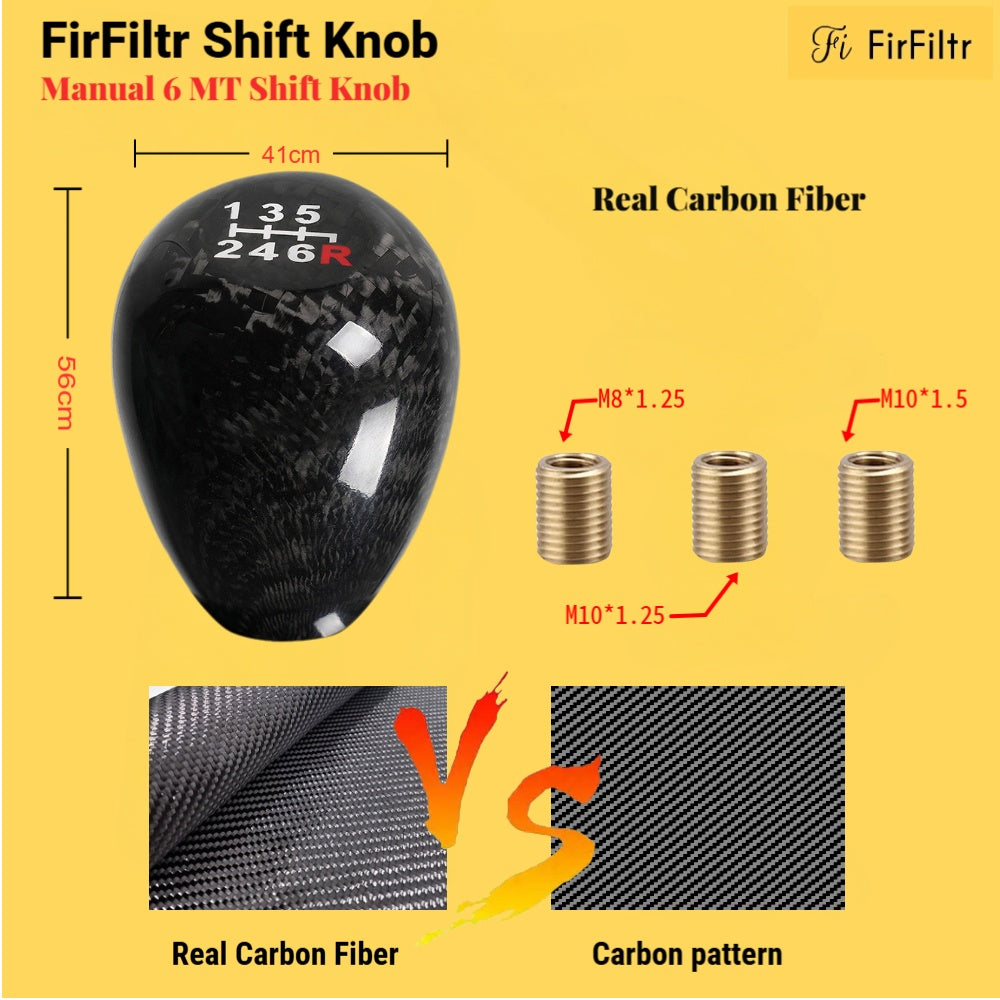 Carbon Fiber Shift Knob,JDM Racing Type 6 Speed 6MT Oval Ball Stick Gear Shift Knob,Such as Honda Civic Accord S2000 Acura Integra,Universal