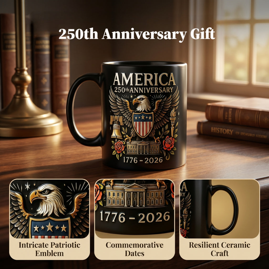 FirFiltr 250th Anniversary Coffee Mug,1776-2026 Vintage Patriotic Design