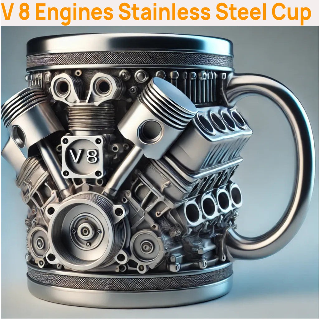 FirFiltr V8 engine stainless steel cup with insulated handle