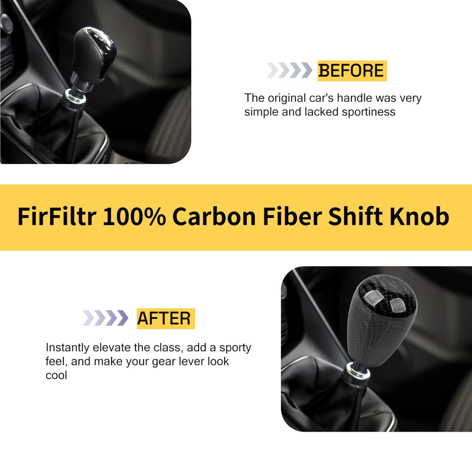 Carbon Fiber Shift Knob,JDM Racing Type 6 Speed 6MT Oval Ball Stick Gear Shift Knob,Such as Honda Civic Accord S2000 Acura Integra,Universal