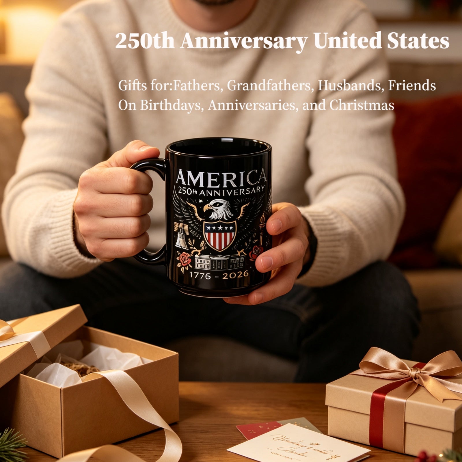 FirFiltr 250th Anniversary Coffee Mug,1776-2026 Vintage Patriotic Design