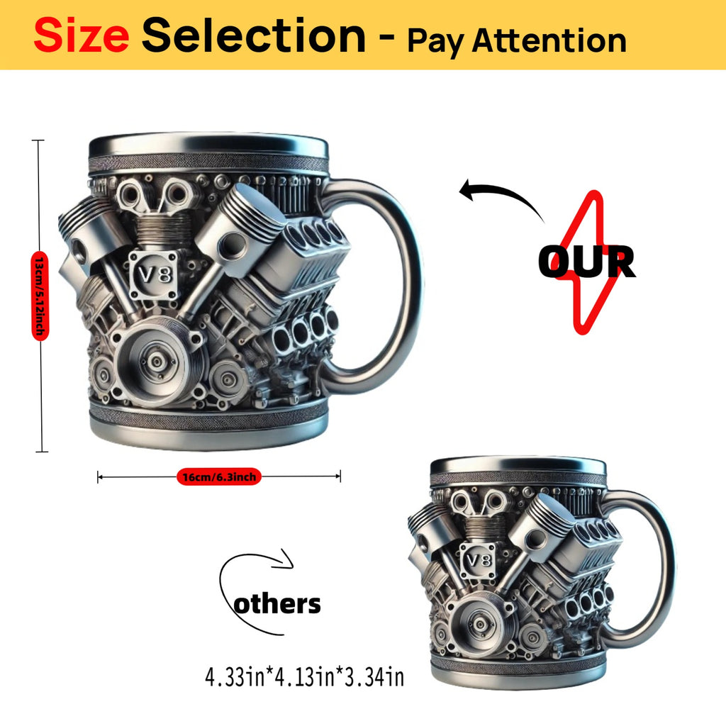 FirFiltr V8 engine stainless steel cup with insulated handle